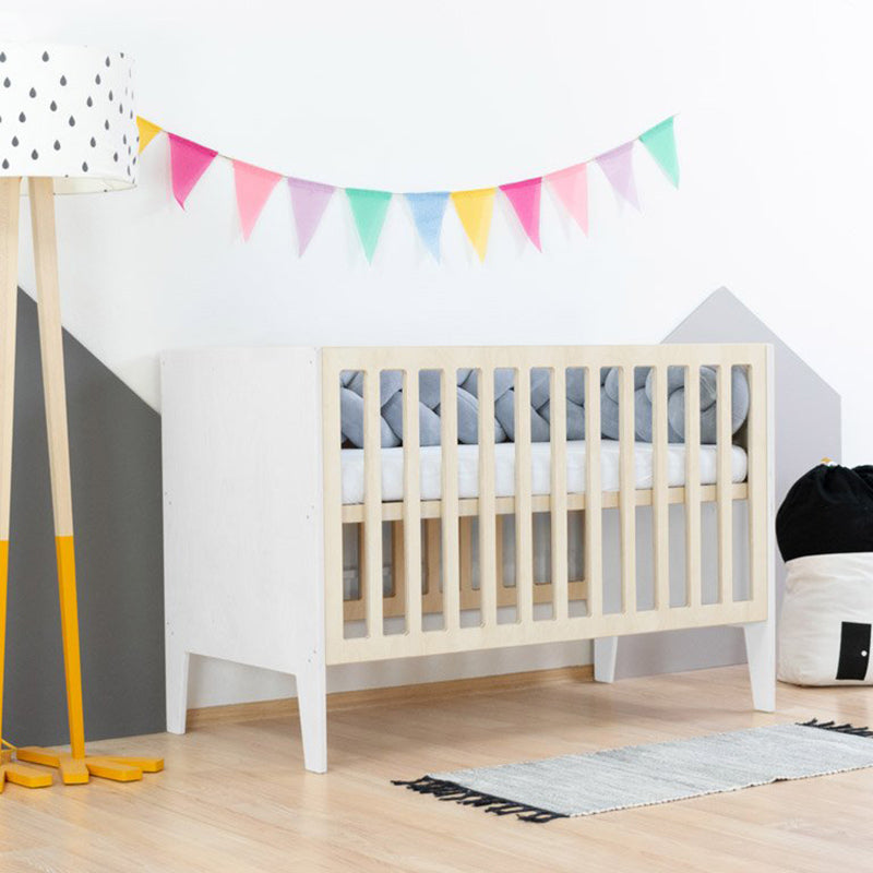 Benlemi® Otroška posteljica Sleepy 120x60 White/Natural Benlemi