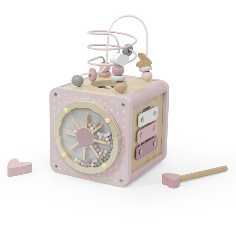 Label Label® Lesena aktivnostna kocka Pink Label Label