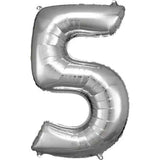 Amscan® Palloncino numero 5 (86 cm) Silver