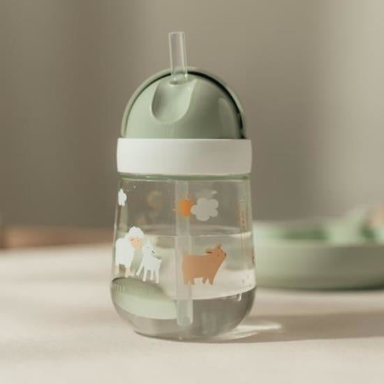 Little Dutch® Steklenička s slamico Little Farm 300ml Little Dutch