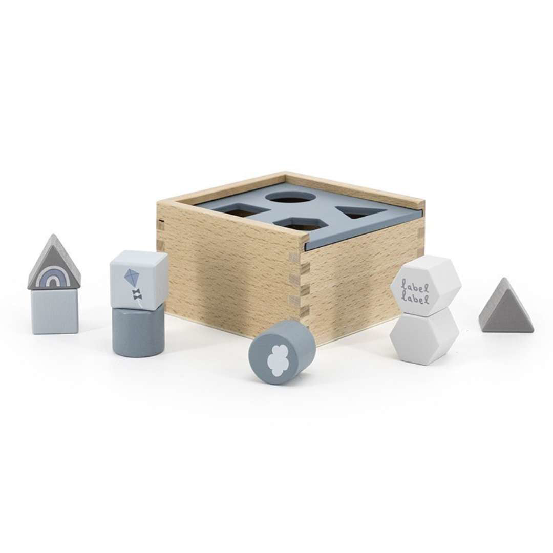 Label Label® Lesena aktivnostna škatla z liki Blue Label Label