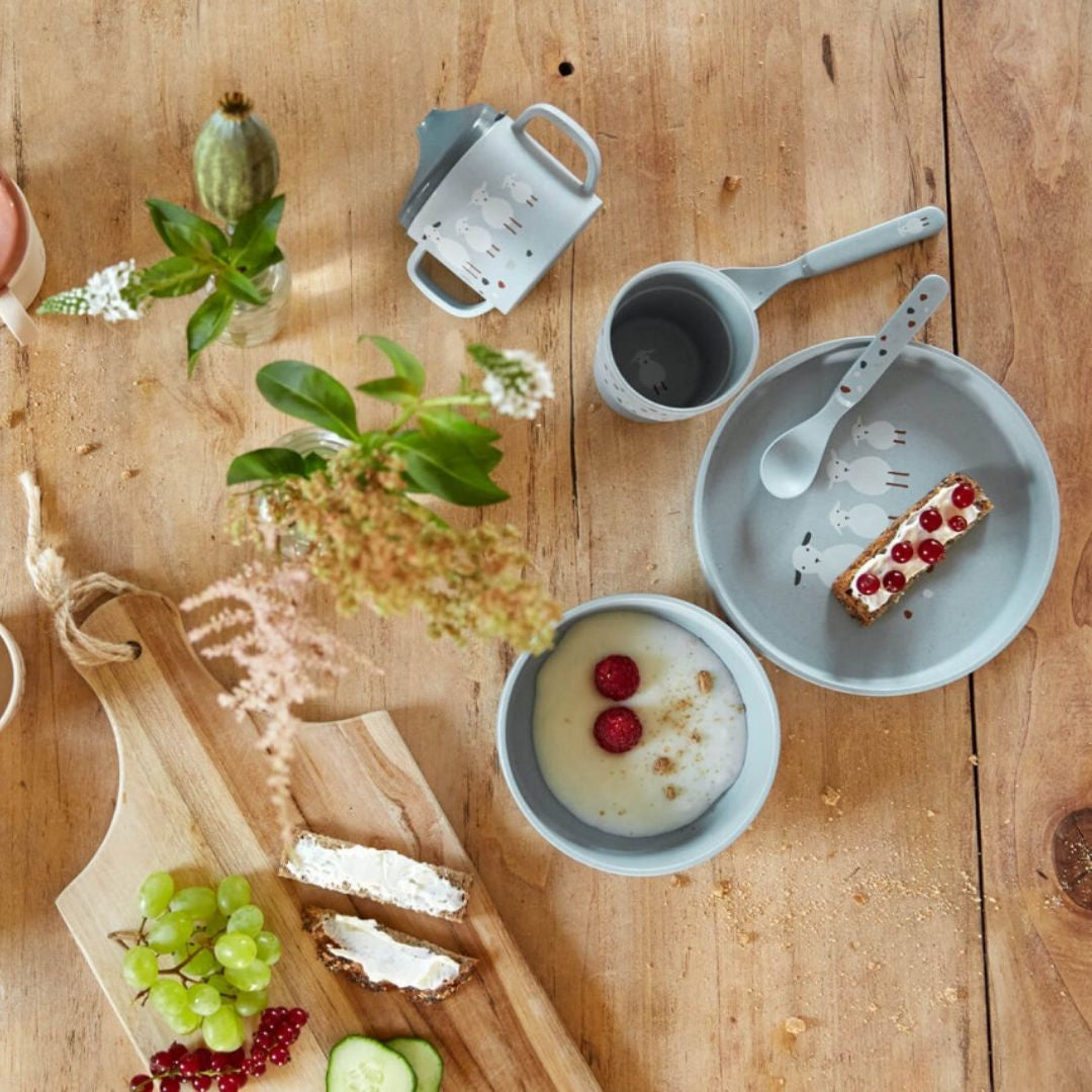 Lässig® Set za hranjenje Tiny Farmer, Sheep & Goose Blue Lässig