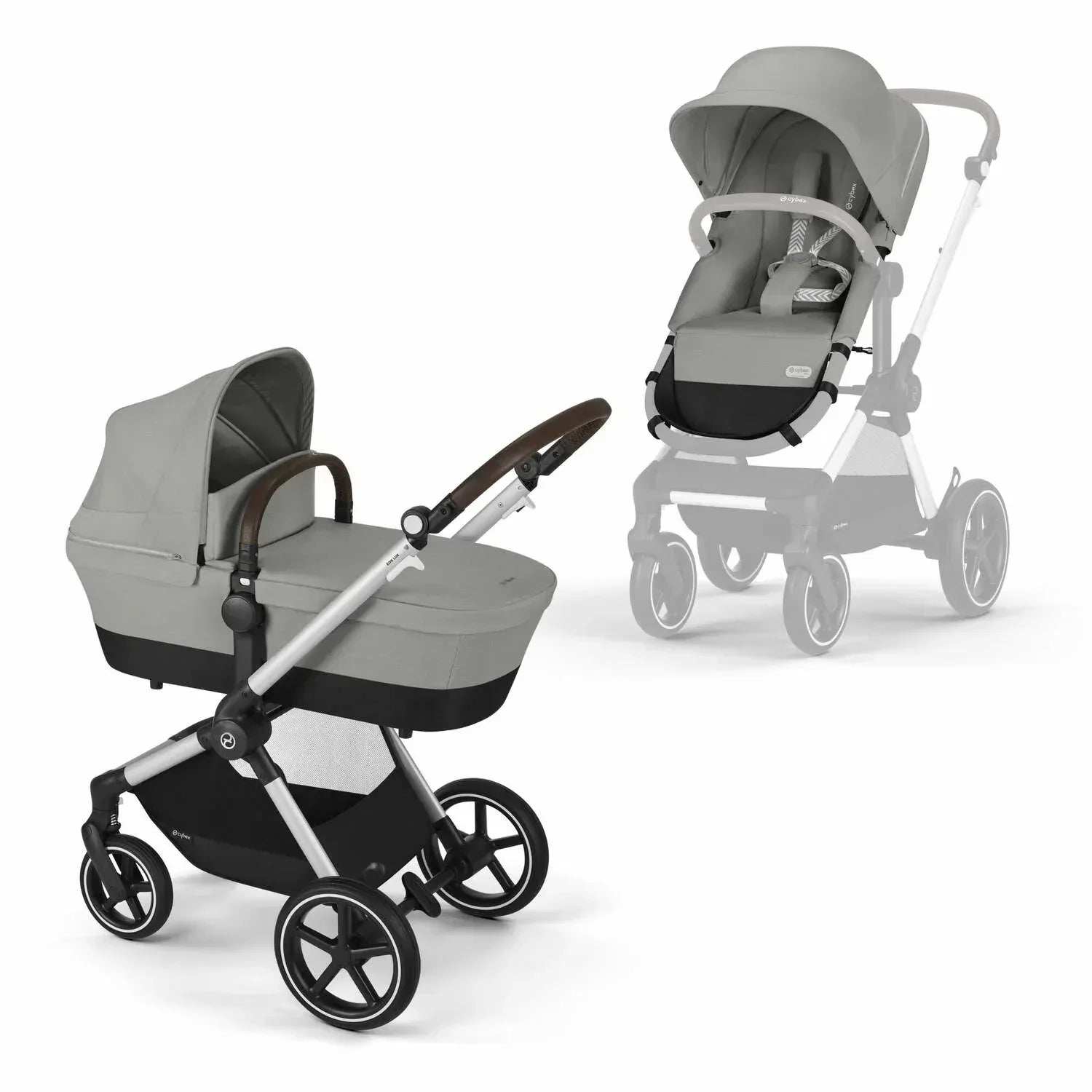 Cybex Baby Stroller 2in1 Eos Lux Stone Grey (Silver Frame)