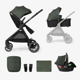 KikkaBoo® Otroški voziček s košaro 3v1 Ava Army Green