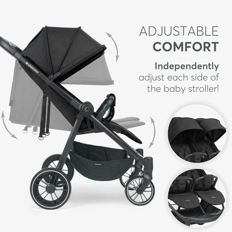 KikkaBoo® Otroški voziček za dvojčke Happy 2 Light Grey KikkaBoo