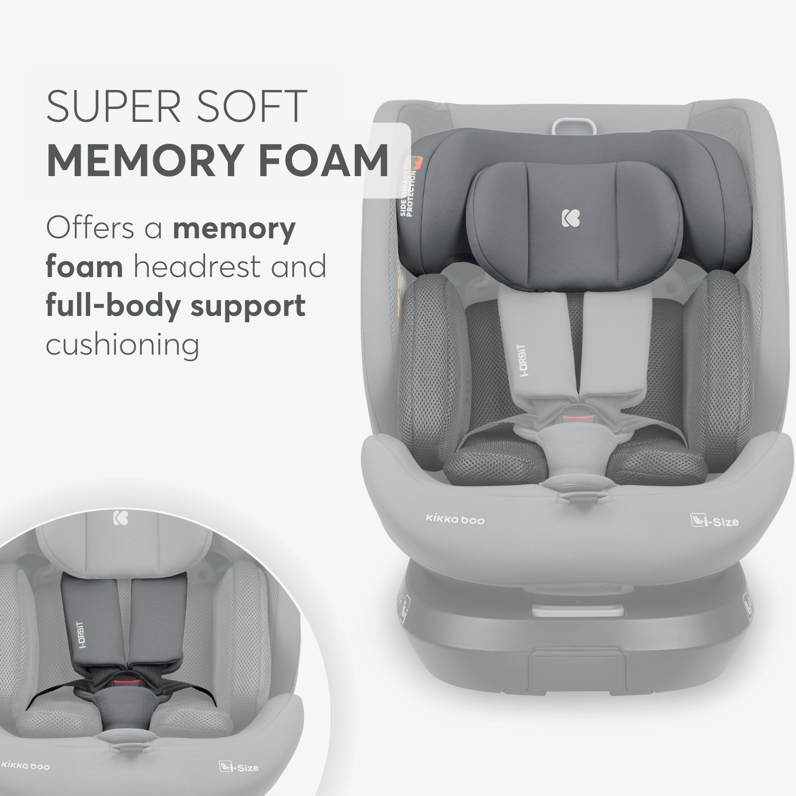KikkaBoo® Otroški avtosedež 360° i-Orbit i-SIZE (40-150 cm) Light Grey 2025 KikkaBoo