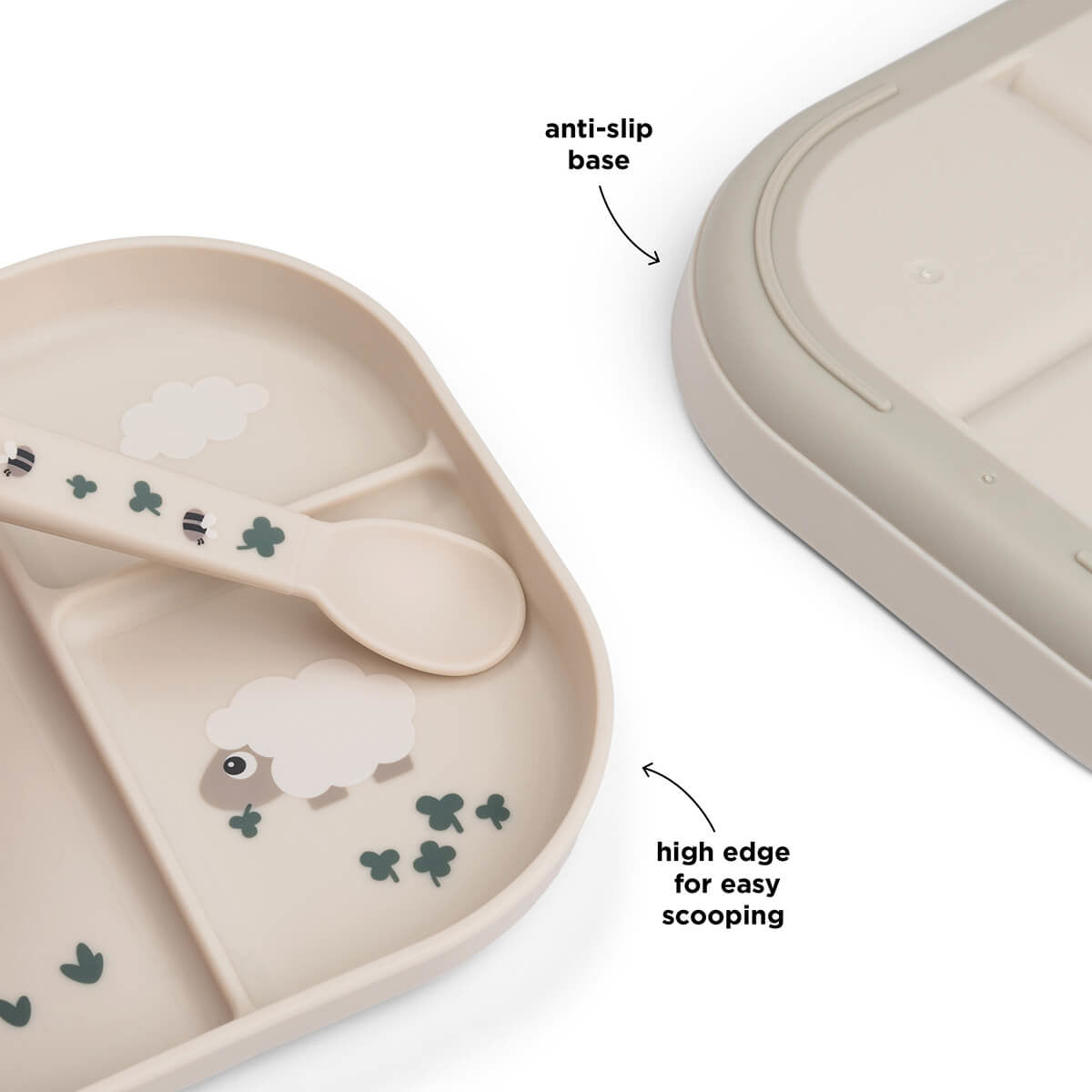 Done by Deer® Otroški deljeni krožnik Foodie Tiny Farm Sand Done by Deer