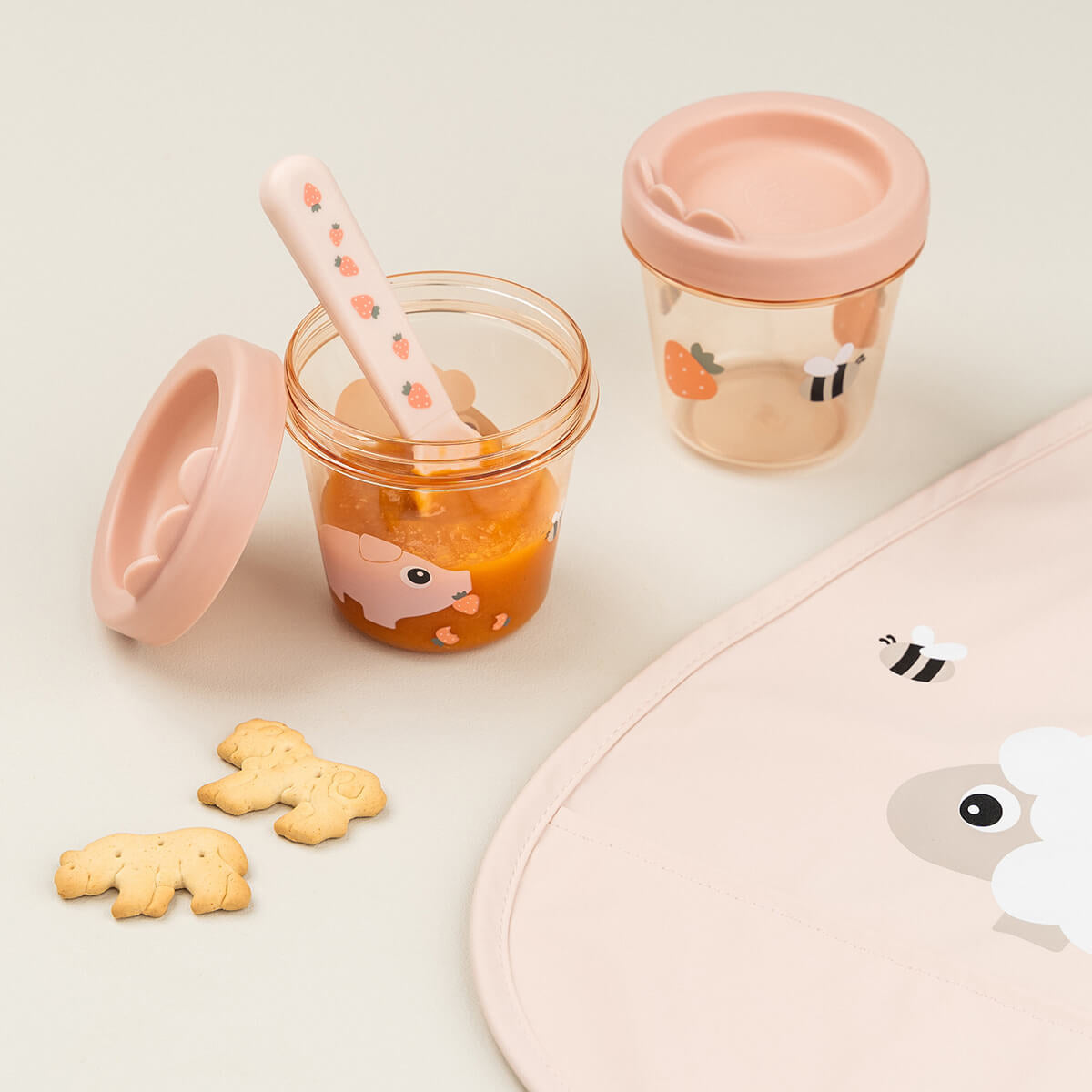 Done by Deer® Set 2 posodic za prigrizke Tiny Farm Powder Done by Deer