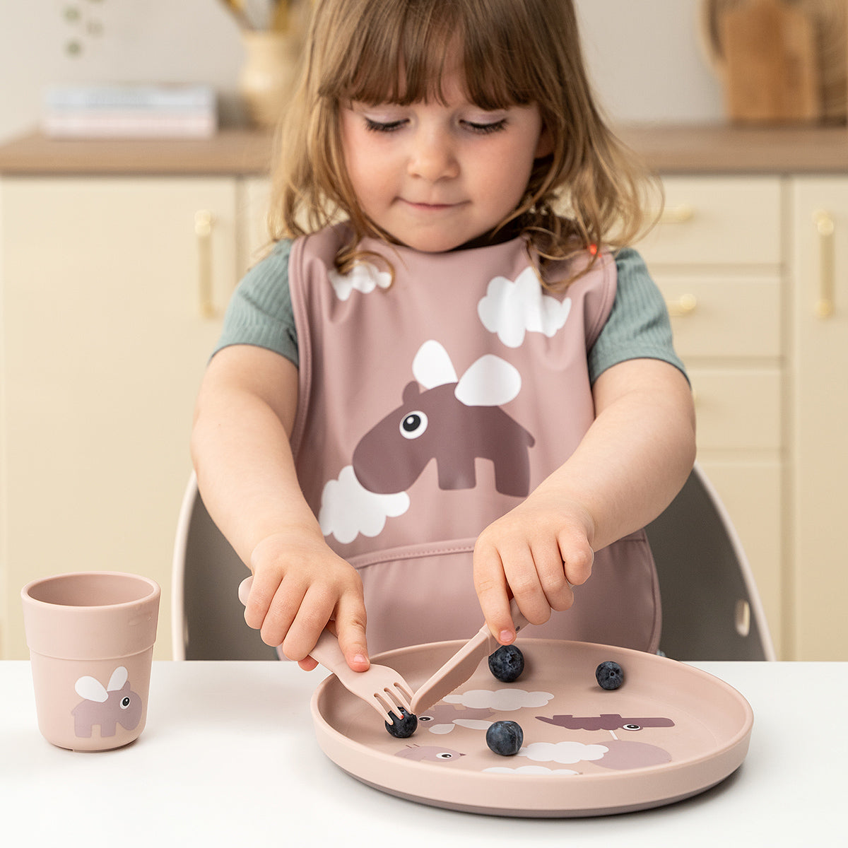 Done by Deer® Jedilni pribor Foodie Happy Dots Powder Done by Deer