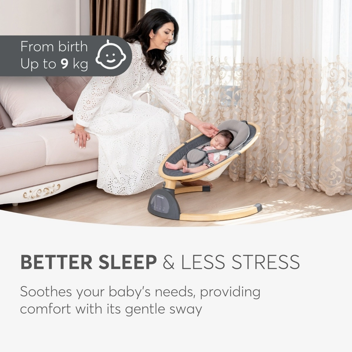 KikkaBoo® Električni gugalnik Ashlee Dark Grey KikkaBoo