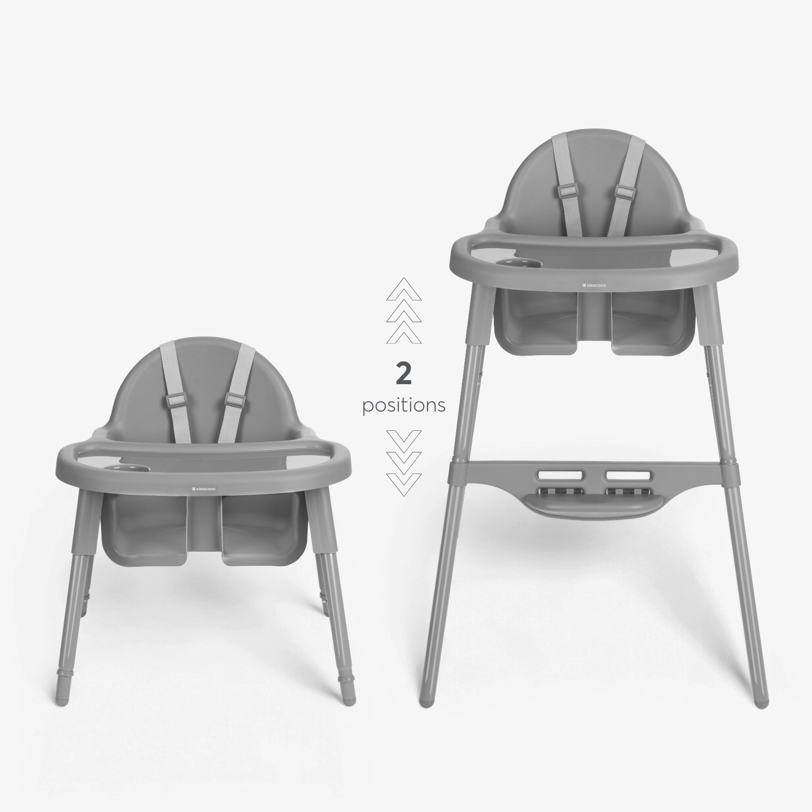 KikkaBoo® Otroški stol za hranjenje 2v1 Jammy Grey KikkaBoo