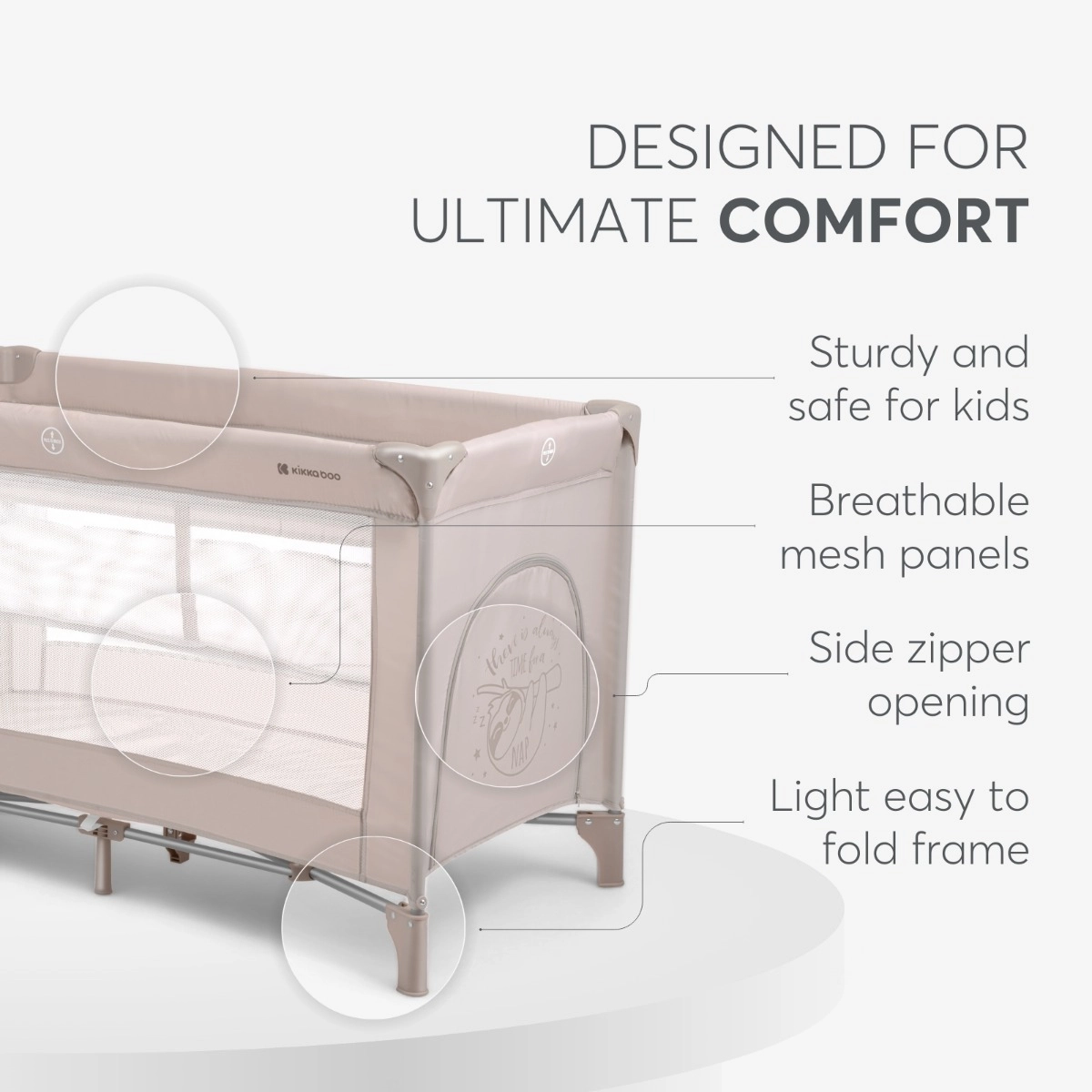 KikkaBoo® Prenosna posteljica 2 levels 125x65 So Gifted Beige KikkaBoo