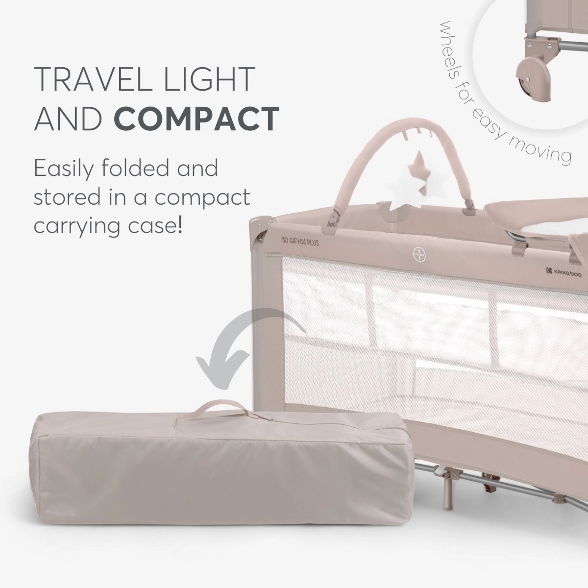 KikkaBoo® Prenosna posteljica 2 levels 125x65 So Gifted PLUS Beige KikkaBoo