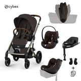 Cybex® Baby Stroller with Foldable Basket 5in1 Balios S Lux + Cloud G3 Car Seat + IsoFix Base G3 + Sirona G3 Car Seat Chocolate Brown (+ Rain Cover)