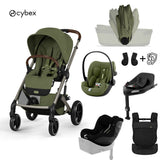 Cybex® Otroški voziček z zložljivo košaro 5v1 Balios S Lux + Nosilka Amya + Avtosedež Cloud G3 + IsoFix baza G3 + Avtosedež Sirona G3 Moss Green (+ Rain cover)