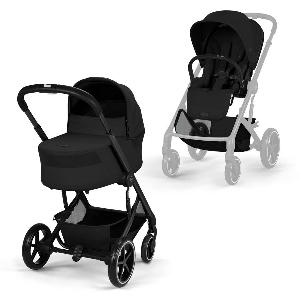 Cybex® Balios™ S Lux 2-in-1 Stroller with Cot S Lux Moon Black (Black – Evitas