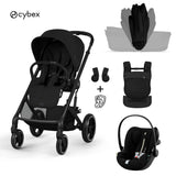 Cybex® Poussette 3en1 avec panier pliable Balios S Lux + Nacelle Amya + Siège-auto Cloud G3 Moon Black (+ Housse de pluie)