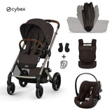 Cybex® Poussette 3 en 1 avec nacelle pliable Balios S Lux + Porte-bébé Amya + Siège auto Cloud G3 Chocolate Brown (+ Housse de pluie)