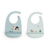 Done by Deer® Set of 2 Silicone Bibs Tiny farm Blue
