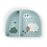 Done by Deer® Ciotola con scomparti per bambini Stick&Stay Tiny farm Blue