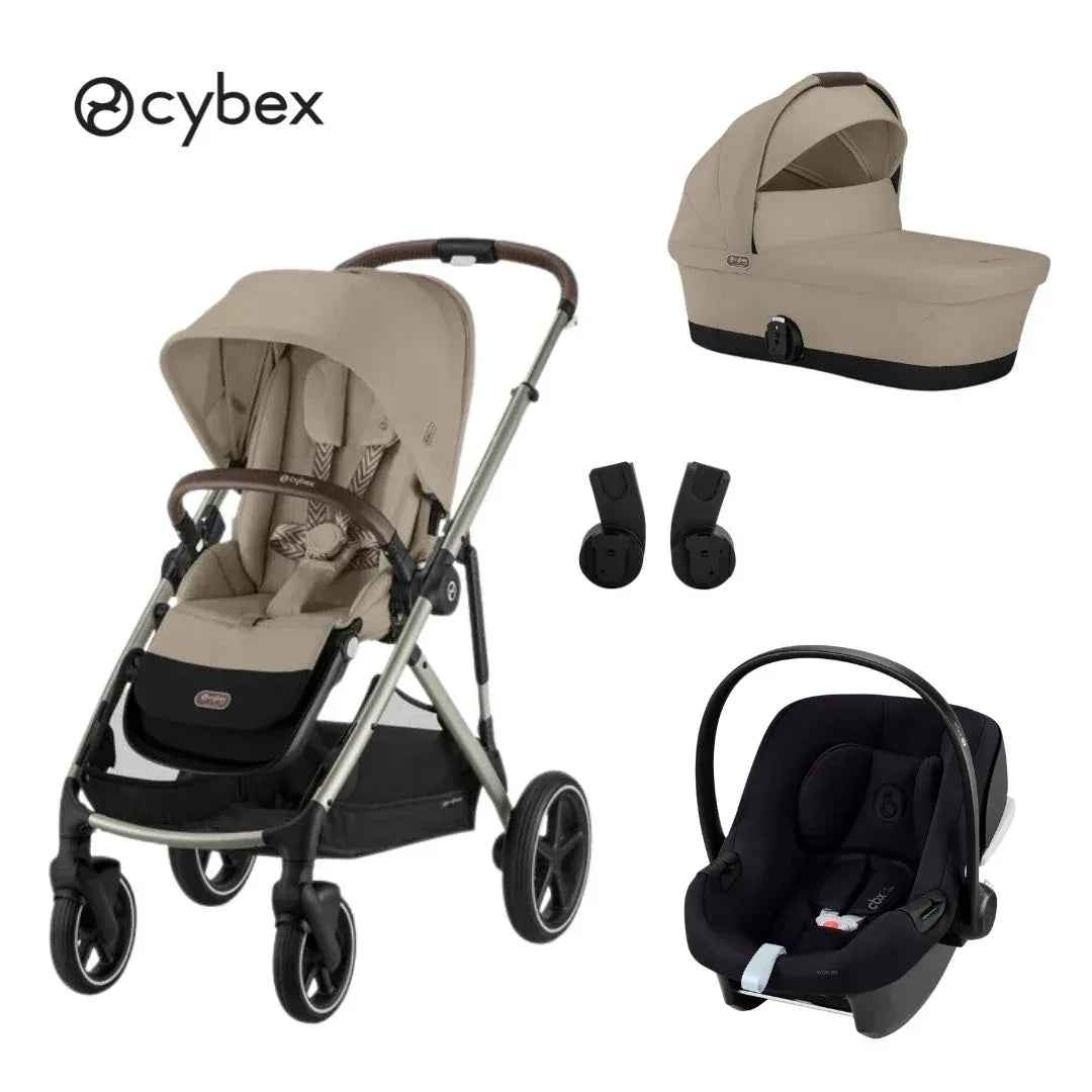 Cybex® Gazelle S 3-in-1 Stroller + Aton B2 i-Size Car Seat Almond Beig – Evitas