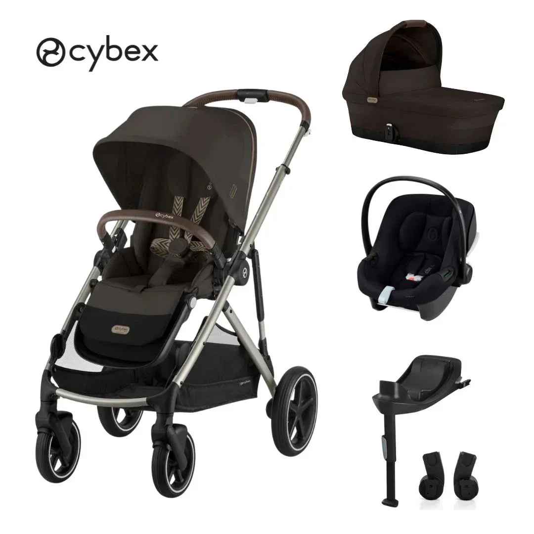 Cybex® Gazelle S 4-in-1 Stroller Set + Aton B2 Car Seat + Base One Isofix Chocolate Brown