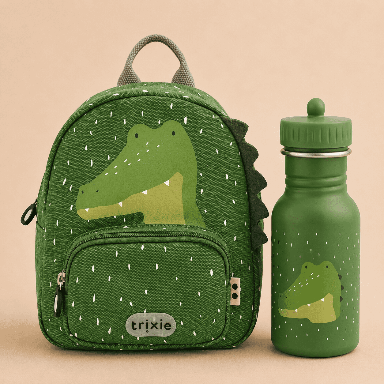 Trixie Baby® Backpack MINI and bottle 350ml set Mr. Alligator – Evitas