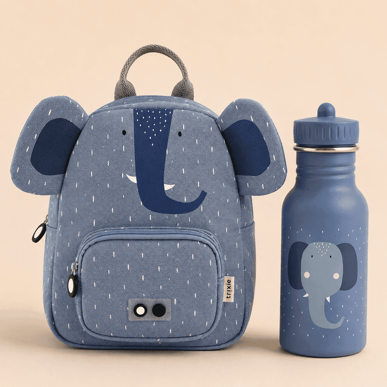Trixie Baby® Backpack MINI and bottle 350ml set Mrs. Elephant – Evitas