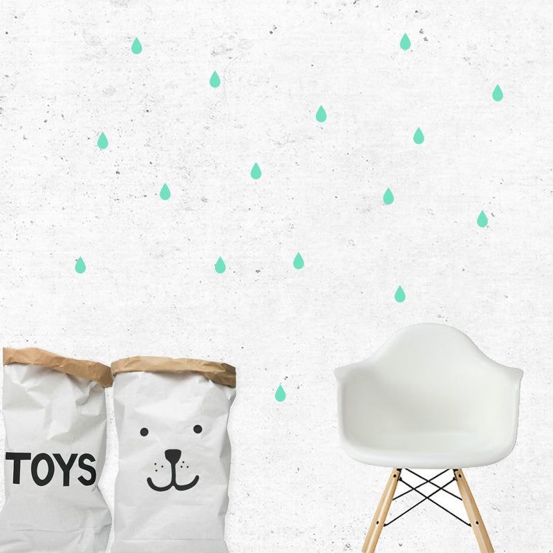 Pick Art Design® Stenske nalepke Dežne kapljice Mint Pick Art Design