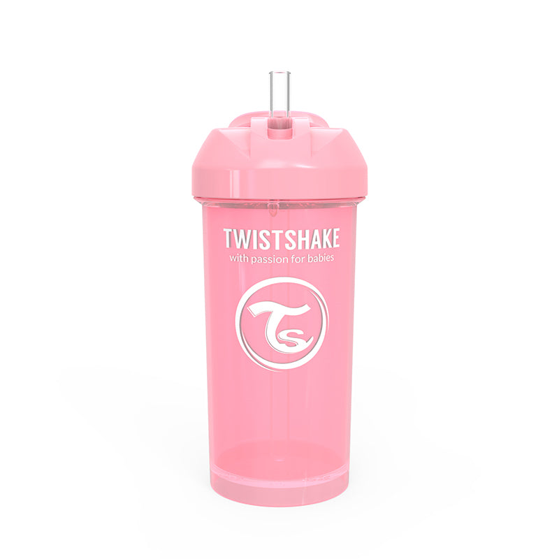 Twistshake® Lonček s slamico 360ml (12+m) Pastel Pink Twistshake