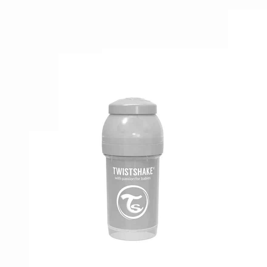Twistshake 2x Biberons Anti-Coliques 180ml Avec Récipient Lait En Poudre - Tétine Silicone Débit Lent, Rose, 0+ Mois