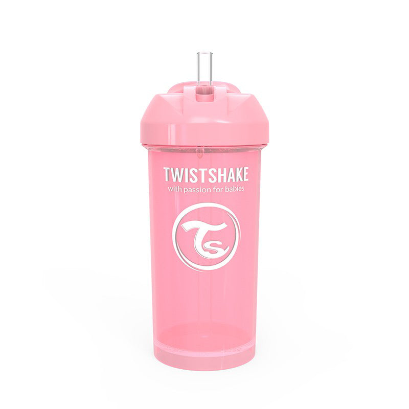 Twistshake® Lonček s slamico 360ml (12+m) Pastel Pink Twistshake