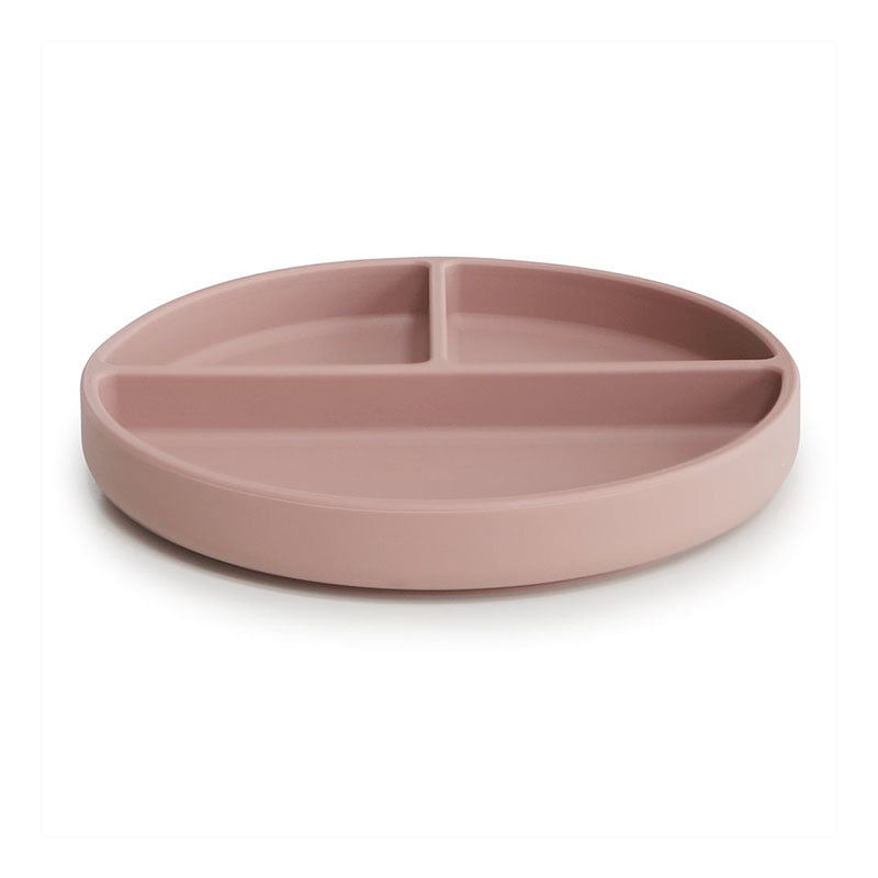 Mushie® Silikonski deljeni krožnik z vakumskim dnom Blush Mushie