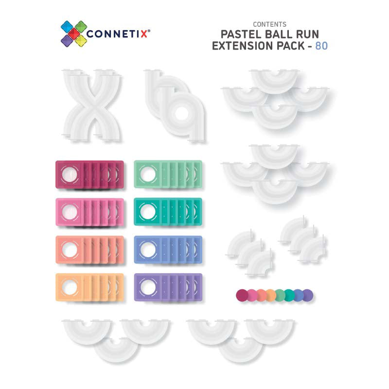 Connetix® Magnetne ploščice Pastel Ball Run Expansion Pack 80-delni Connetix