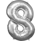 Amscan® Balon številka 8 (86 cm) Silver
