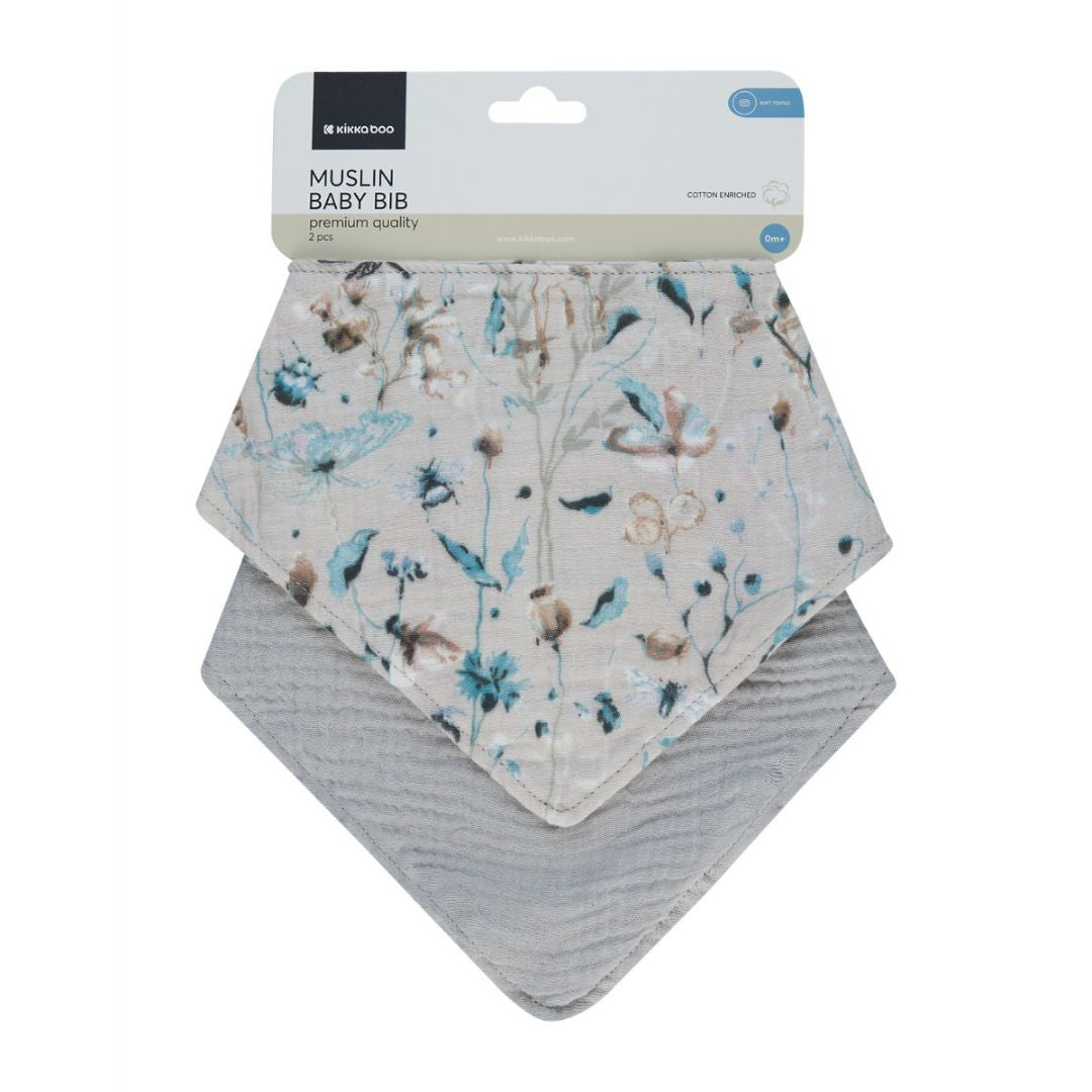 KikkaBoo® Set 2 slinčkov iz muslina Dreamy Fields Grey KikkaBoo