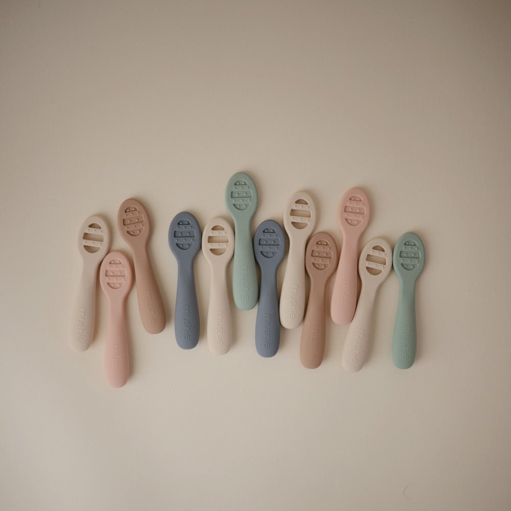 Mushie® Silikonske žličke za hranjenje Natural/Shifting Sand Mushie