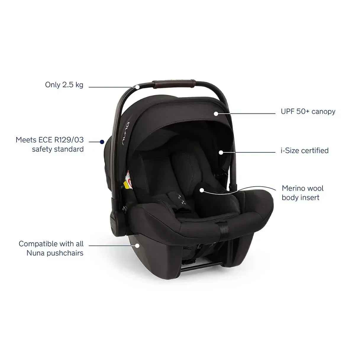 Nuna® Car Seat Pipa™ Lite (40-83 cm) Caviar | Evitas