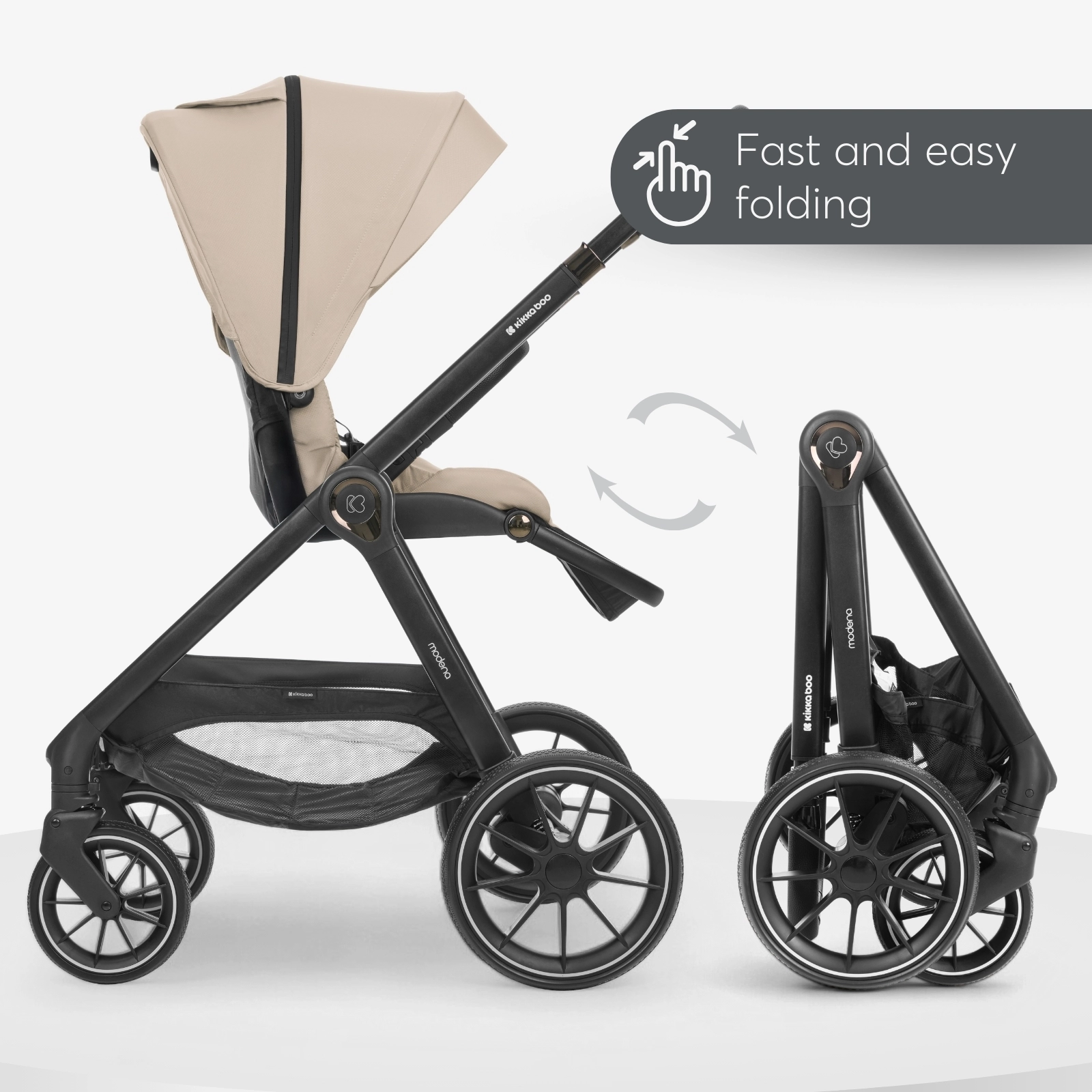 KikkaBoo® Otroški voziček s košaro 3v1 Modena Beige KikkaBoo