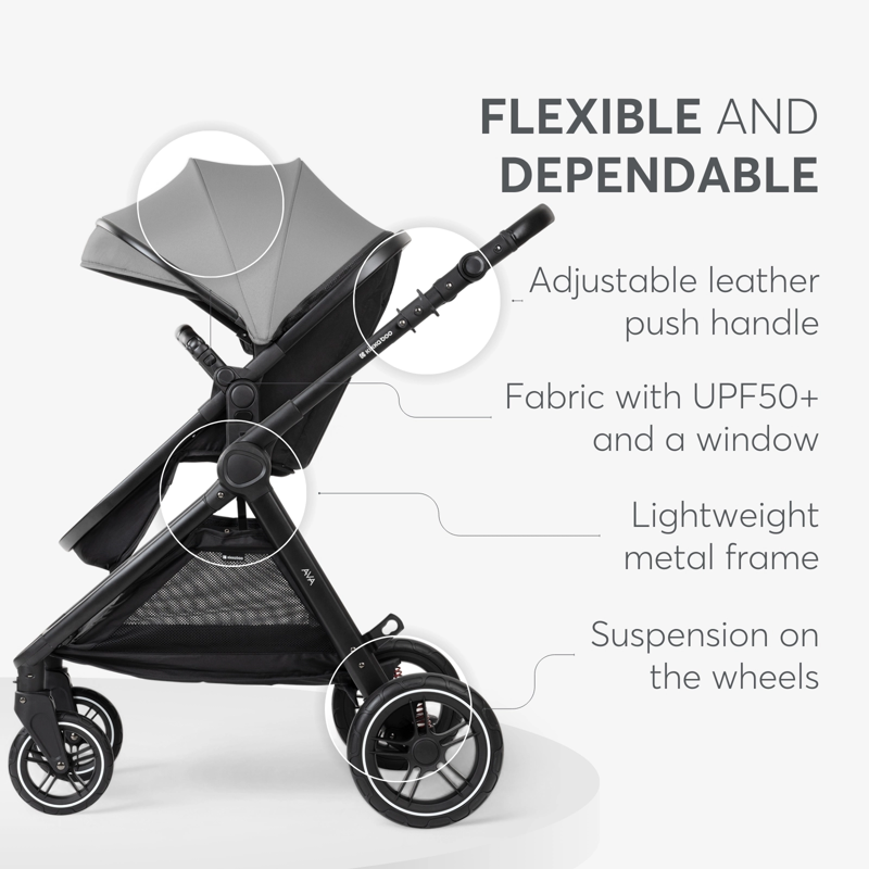 KikkaBoo® Otroški voziček s košaro 3v1 Ava Grey KikkaBoo