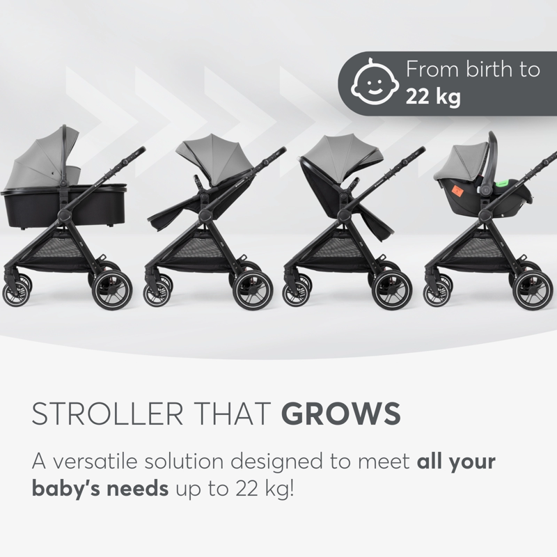 KikkaBoo® Otroški voziček s košaro 3v1 Ava Grey KikkaBoo