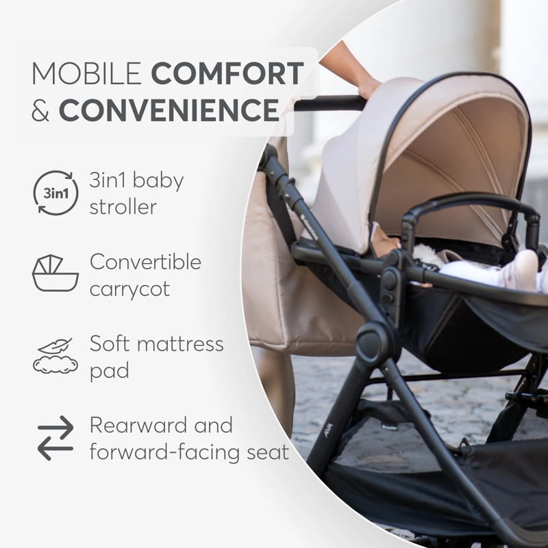 KikkaBoo® Otroški voziček s košaro 3v1 Ava Beige KikkaBoo