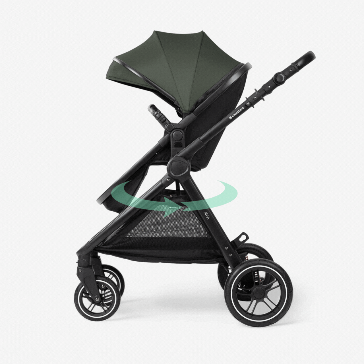 KikkaBoo® Otroški voziček s košaro 3v1 Ava Army Green KikkaBoo