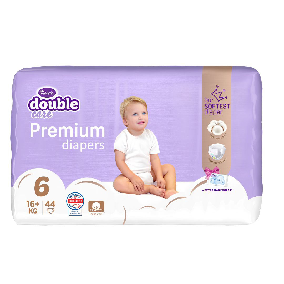 Violeta® Plenice Cotton Touch 6 (16kg+) 44 kosov + Vlažilni robčki Water Care Violeta