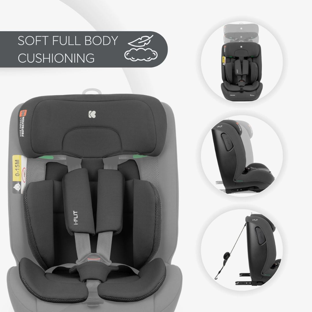 KikkaBoo® Otroški avtosedež i-Flit i-SIZE (76-150 cm) Dark Grey KikkaBoo