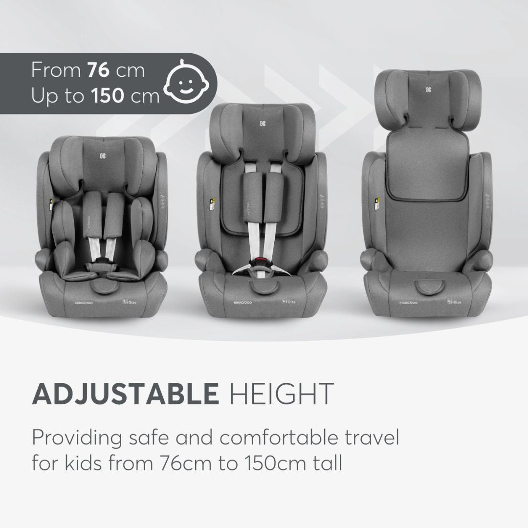 KikkaBoo® Otroški avtosedež i-Cross i-SIZE (76-150 cm) Light Grey KikkaBoo