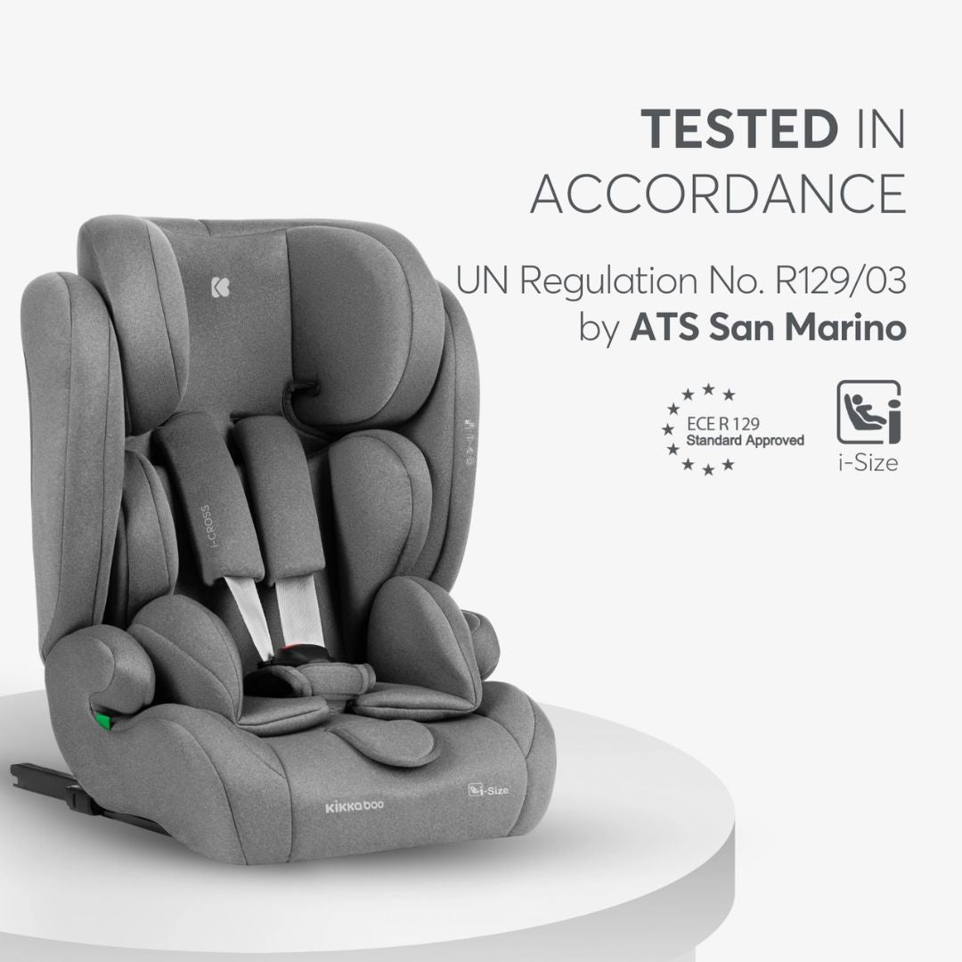 KikkaBoo® Otroški avtosedež i-Cross i-SIZE (76-150 cm) Light Grey KikkaBoo
