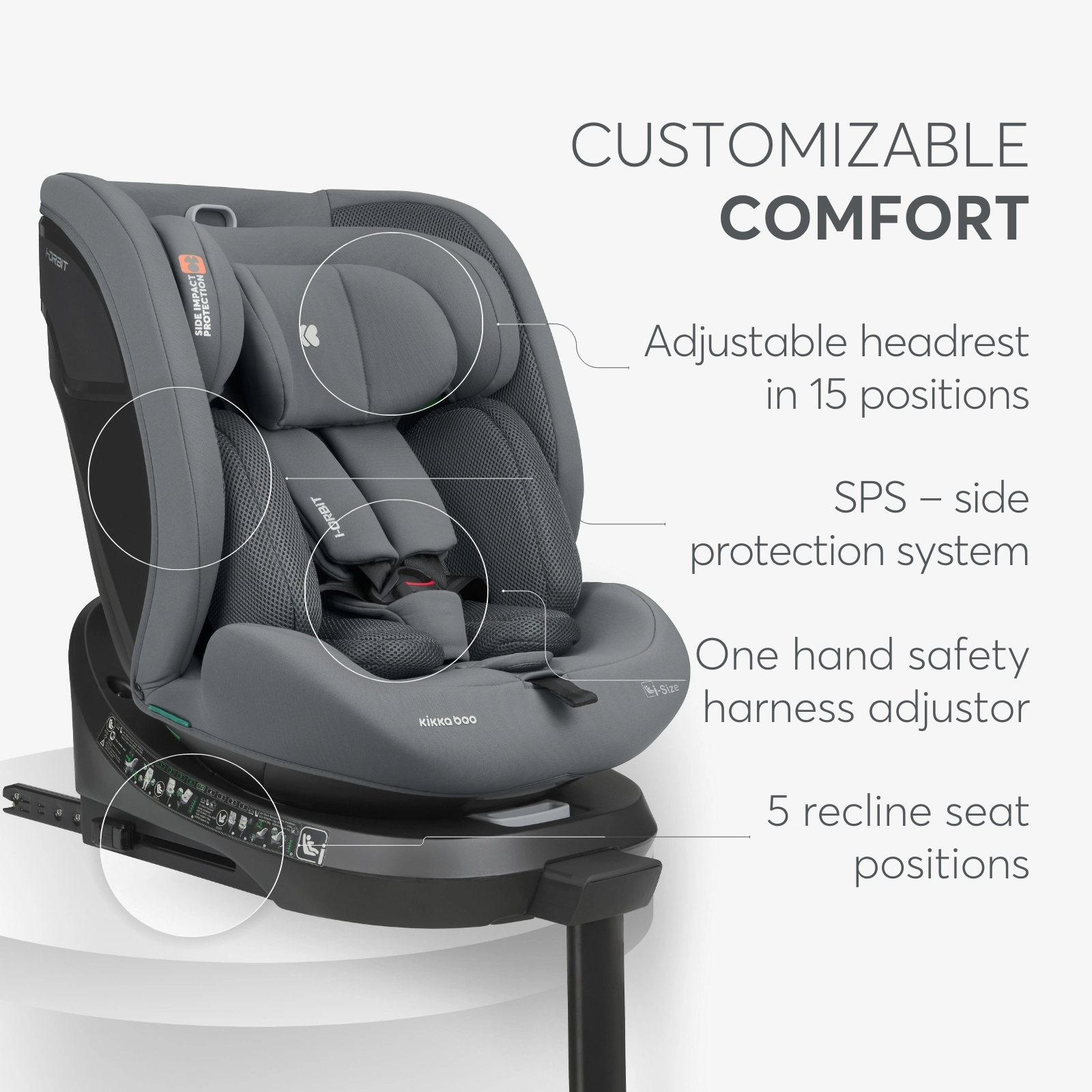 KikkaBoo® Otroški avtosedež 360° i-Orbit i-SIZE (40-150 cm) Black 2025 KikkaBoo