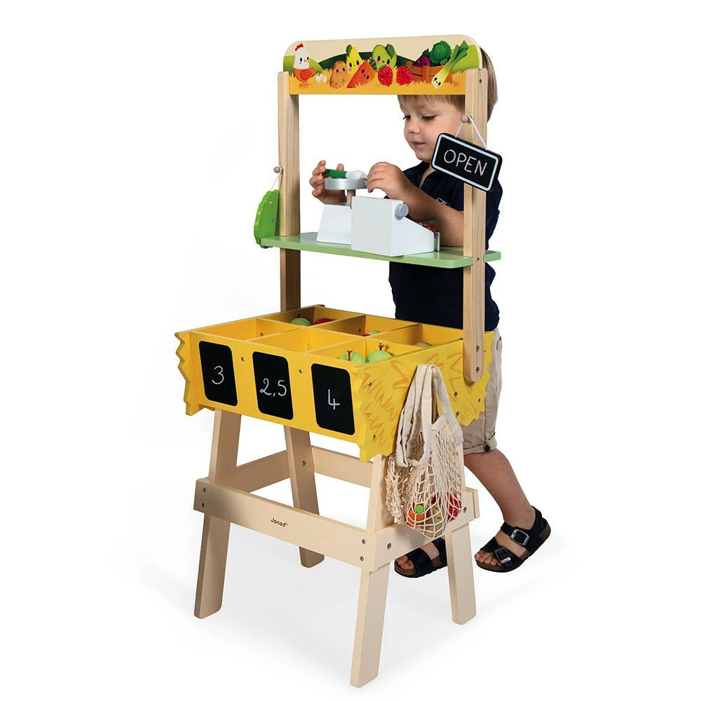 Janod® Lesena stojnica s sadjem in zelenjavo Janod