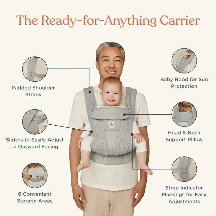 ergobaby carrier with head cover Ergobaby® Baby Carrier Omni Deluxe Mesh Soft Olive
